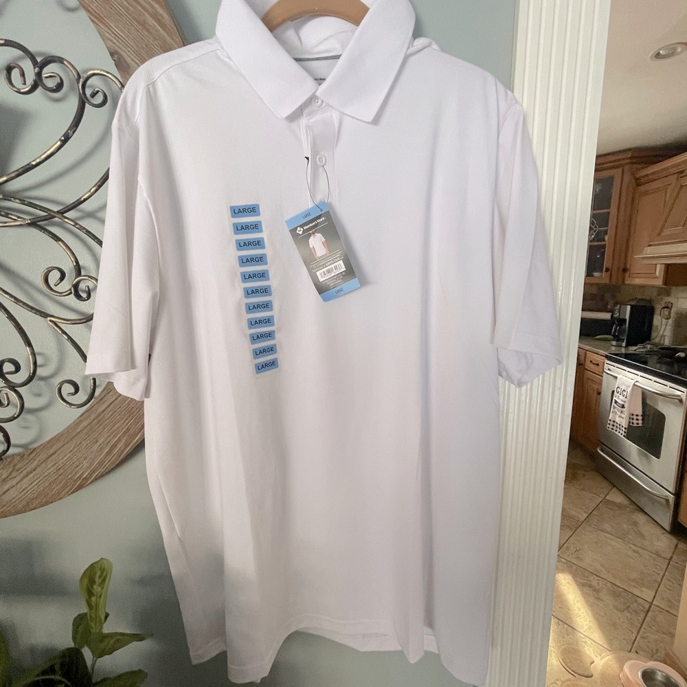 Members Mark Men's Active Performance Polo In White Size Large